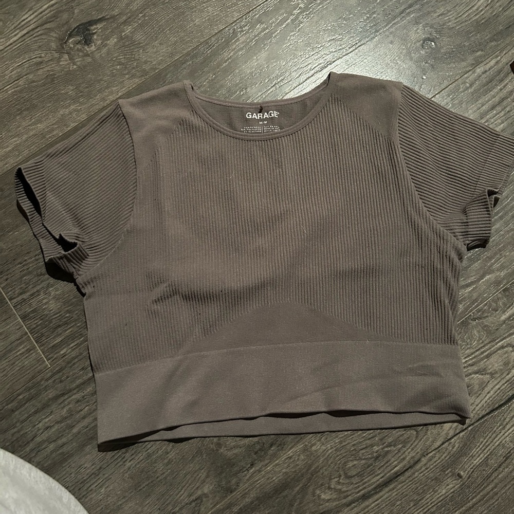 Garage Women's Dark Gray Ribbed Crop Top
